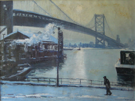 Fred Wagner painting Delaware River Bridge