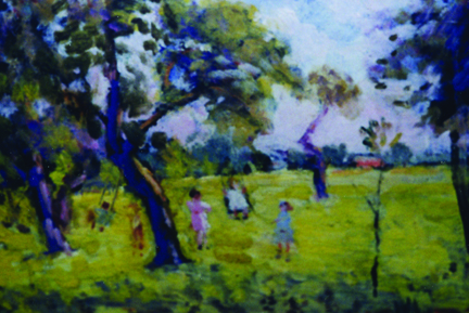 Fred Wagner painting of children playing